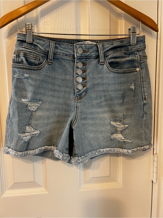 Judy Blue Pants - Judy Blue Light Blue Distressed High-Rise Jean Shorts, Size S